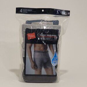 NWT 4Pack Hanes Men's Tagless Boxers Briefs Grey/Black Size L